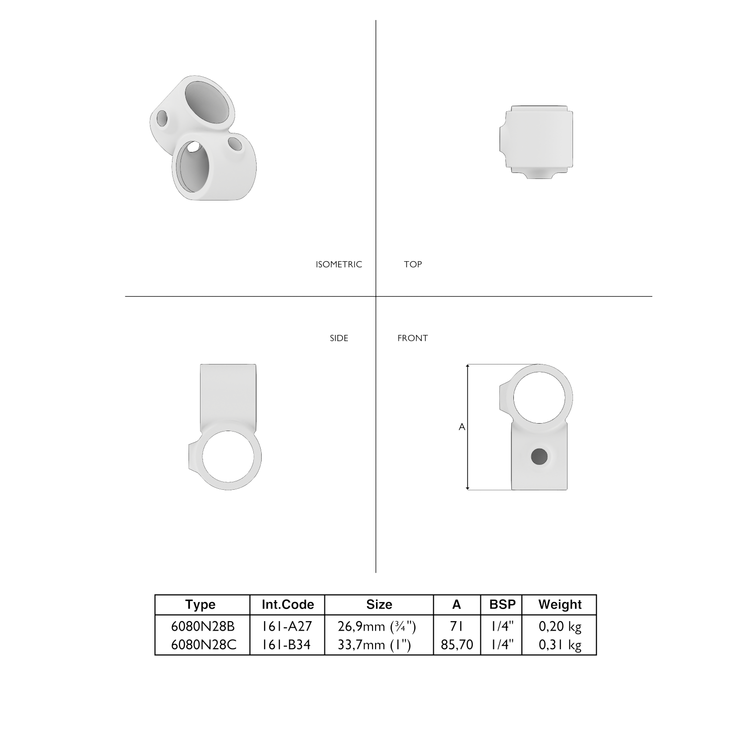 161-B Croisillon 90°- 33.7 mm brun