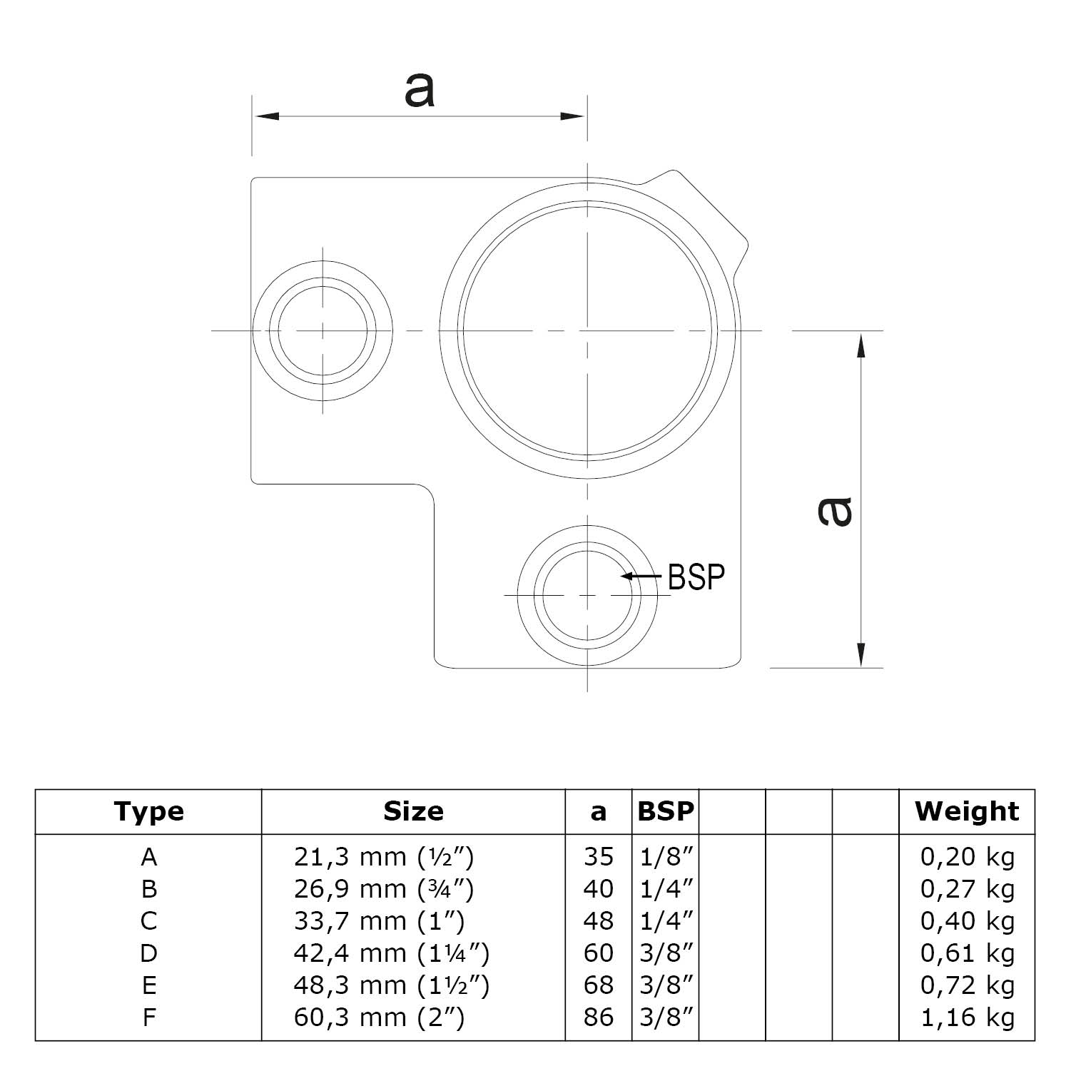 Raccord d'angle 90° continu 21,3 mm (½")