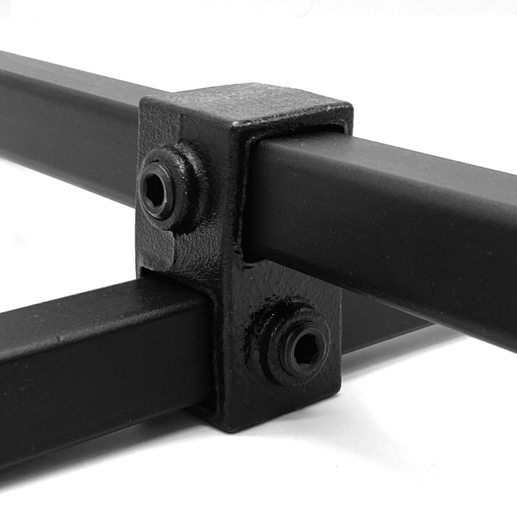 Croix, en saillie, 90° pour tubes carrés, noir - 25 mm