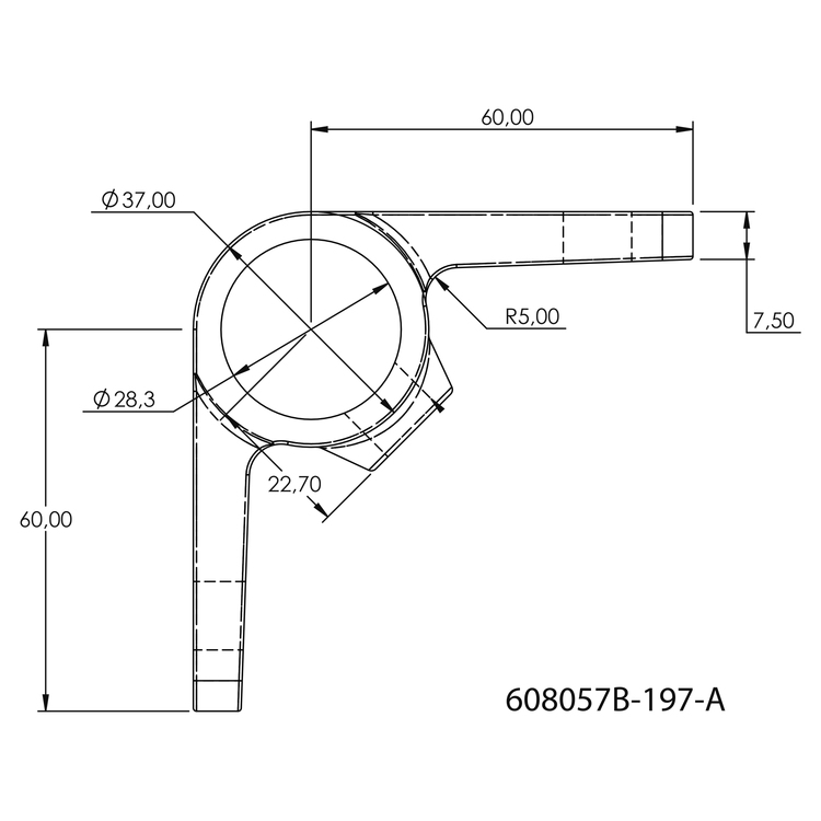 Pièce à œillet avec double patte 90°, 26,9 mm (¾")