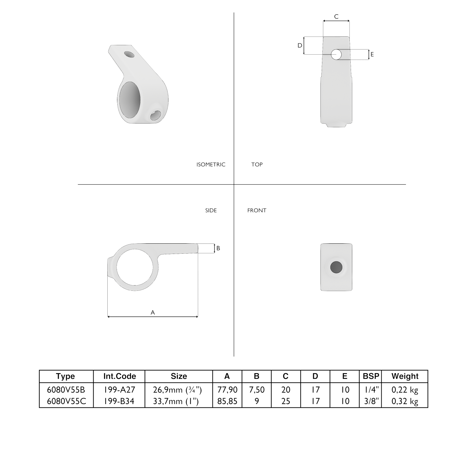 199-B Pièce à œillet Einz.las. - 33.7 mm brun