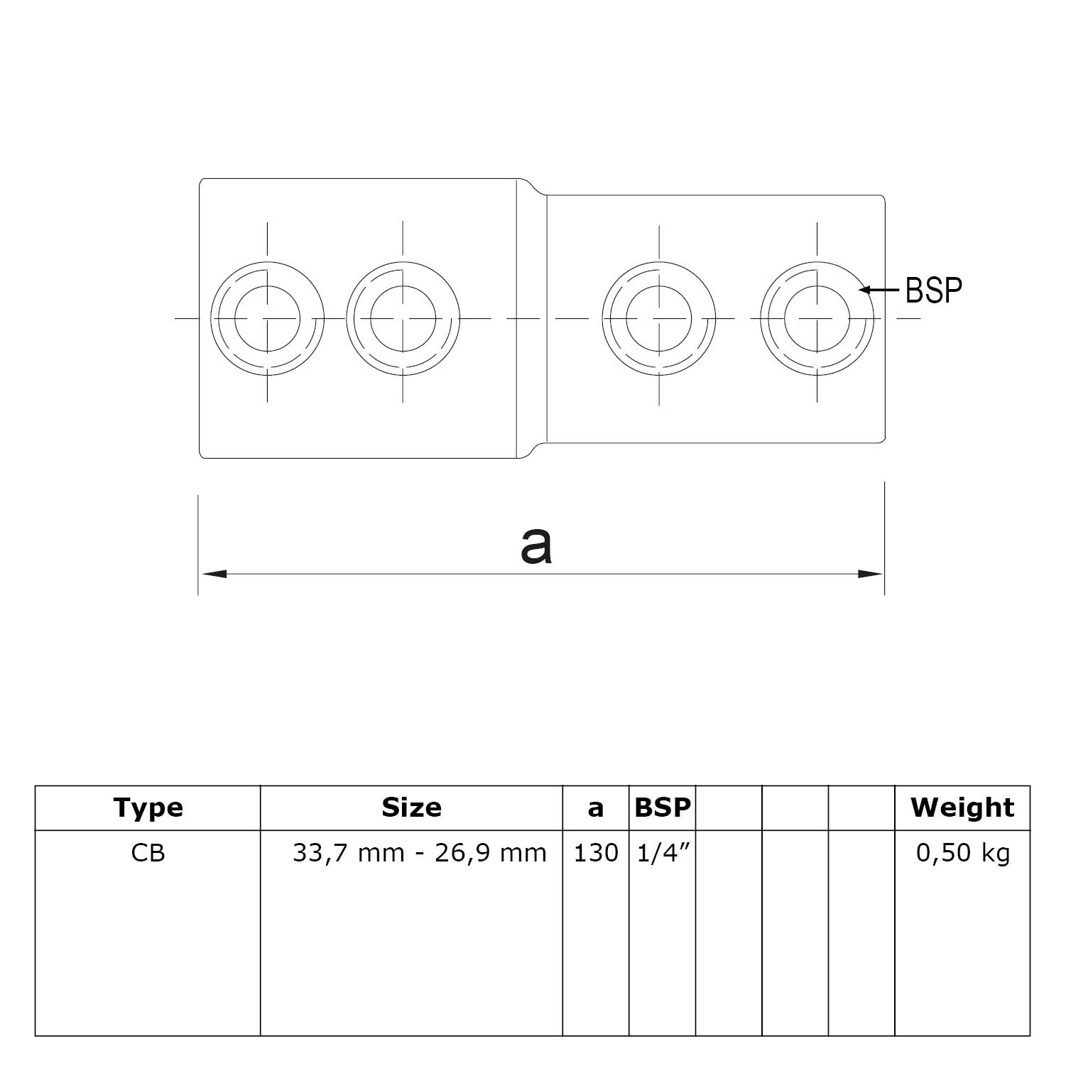 Rallonge mesure combinée 33.7 / 26.9 mm (1" / 3/4")