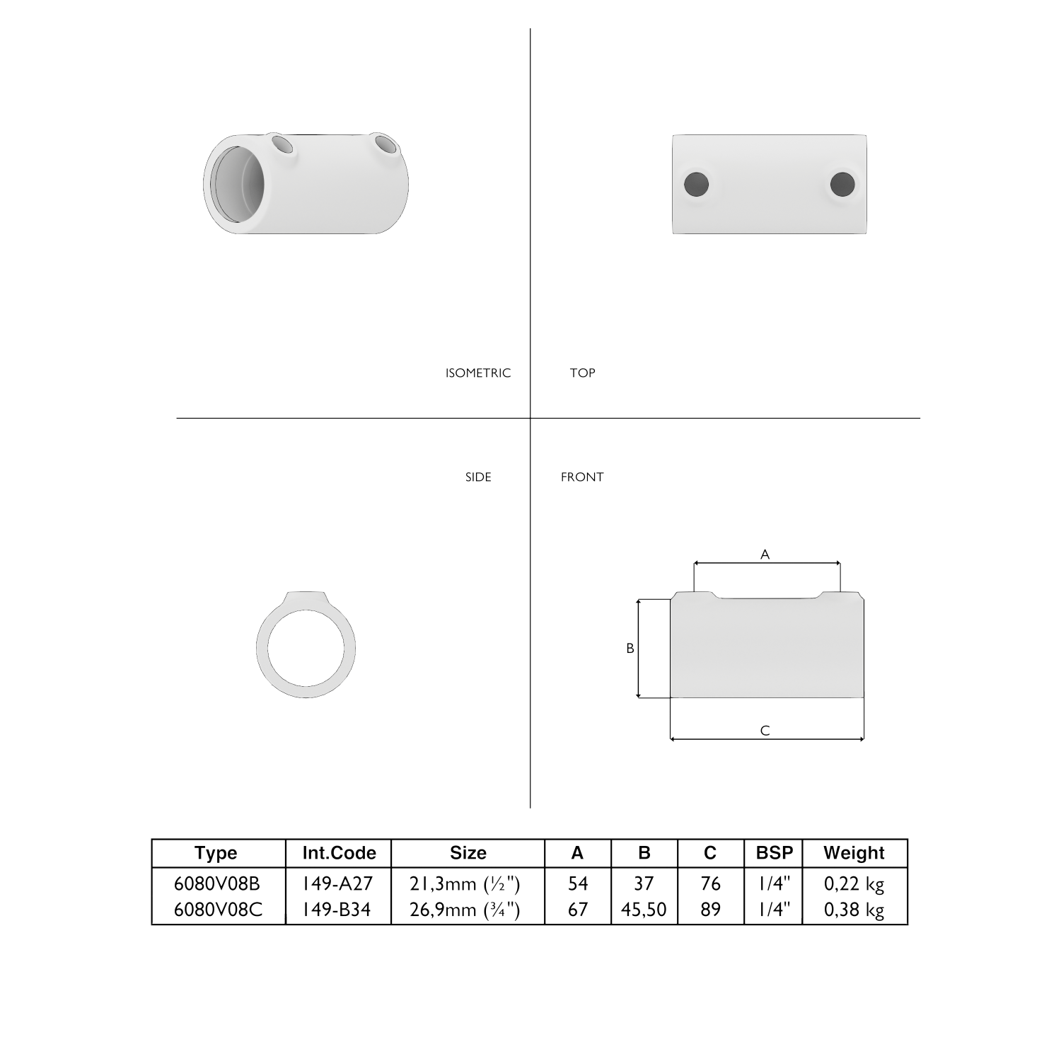 149-B Rallonge extérieure - 33.7 mm brun