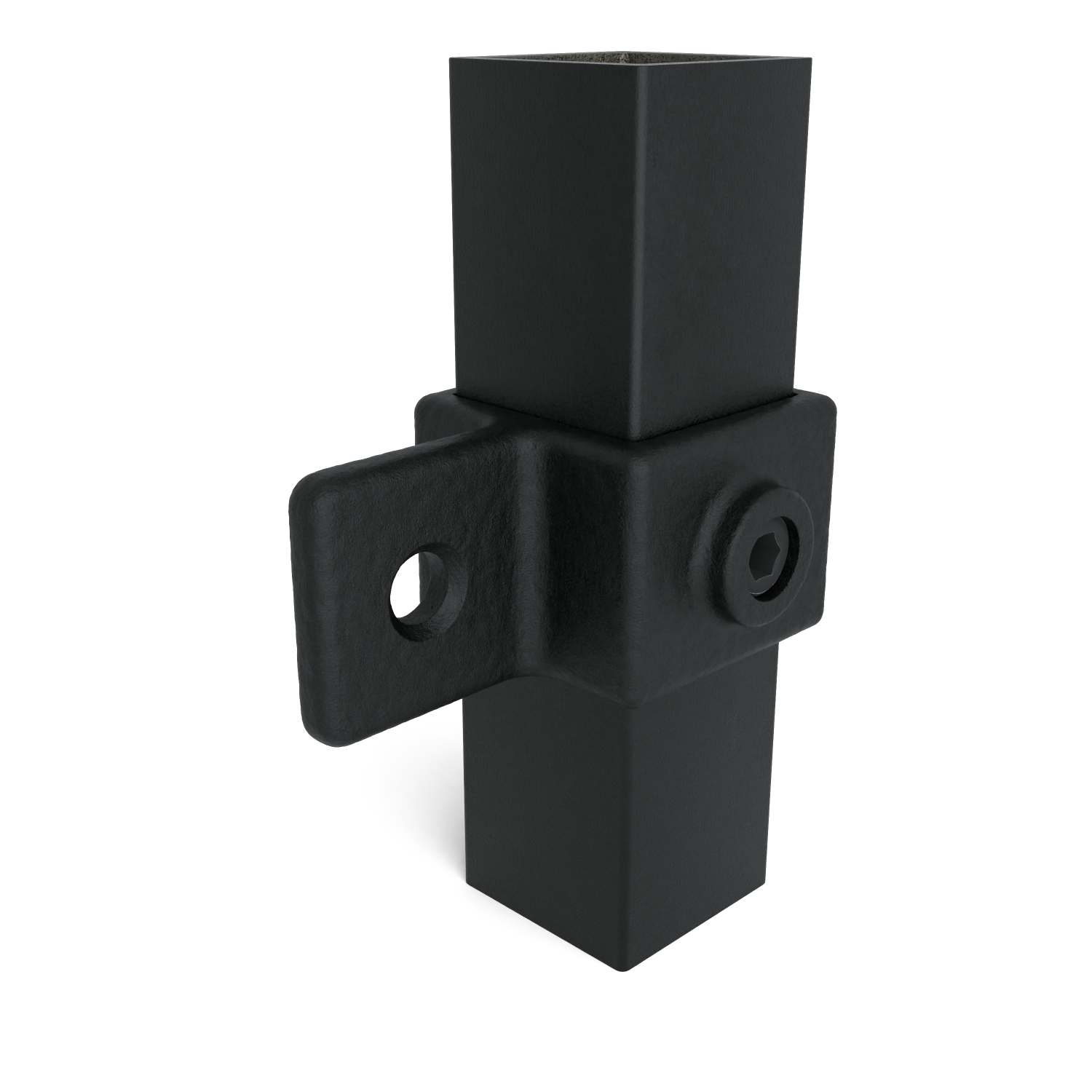 Œillet articulé pour tubes carrés, noir - 25 mm (réplique)