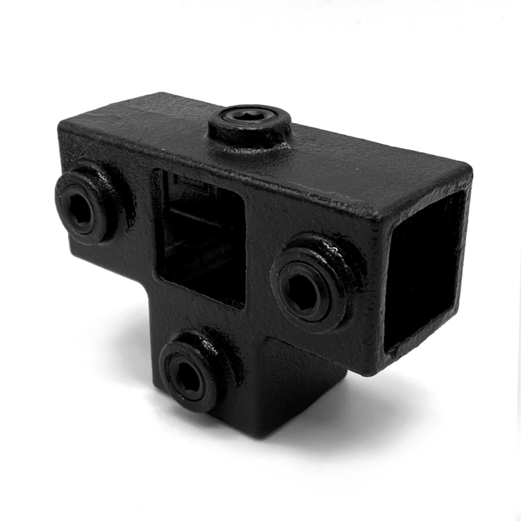 Té pour tube support pour tube carré, noir - 25 mm