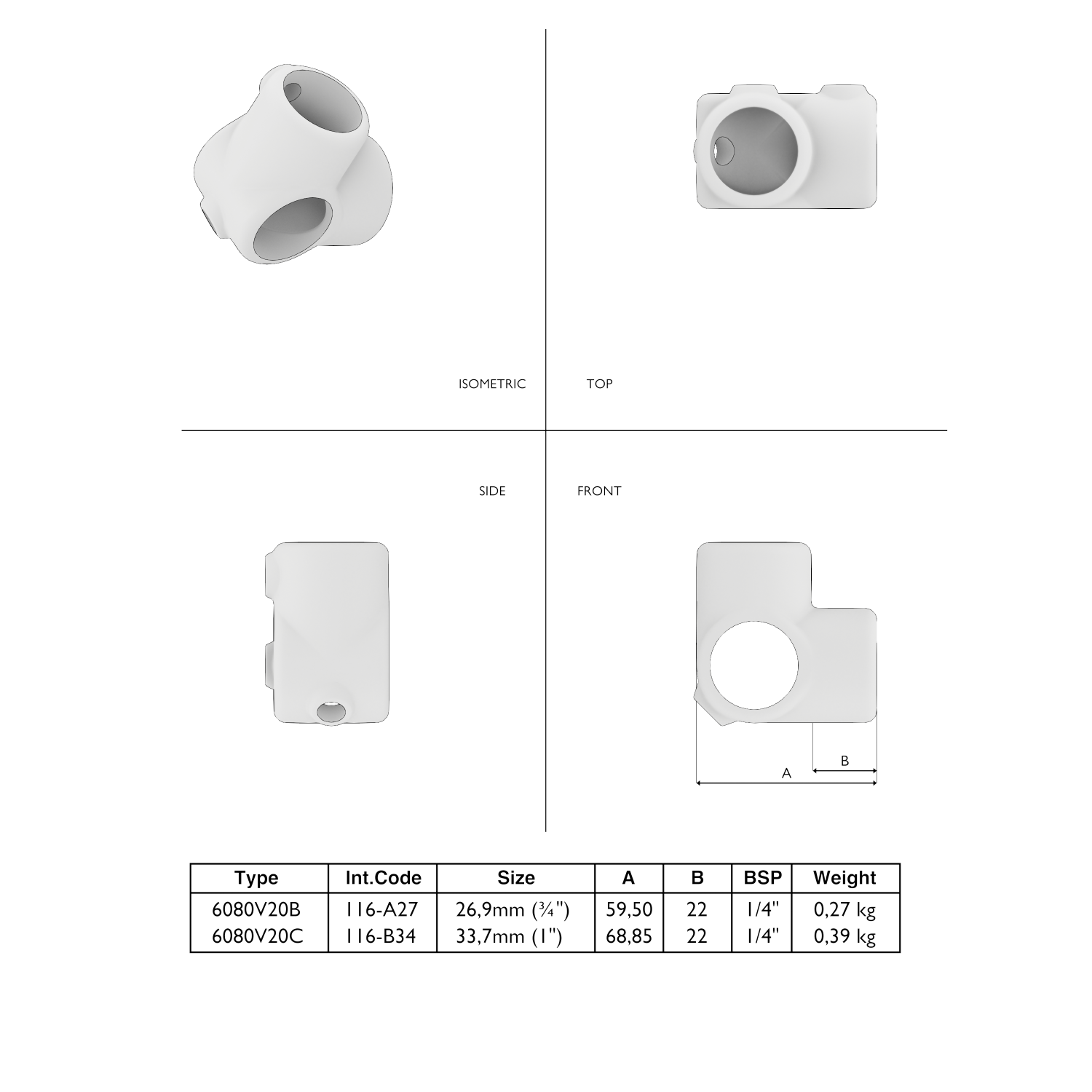 116-A Raccord d'angle 90°- 26.9 mm brun