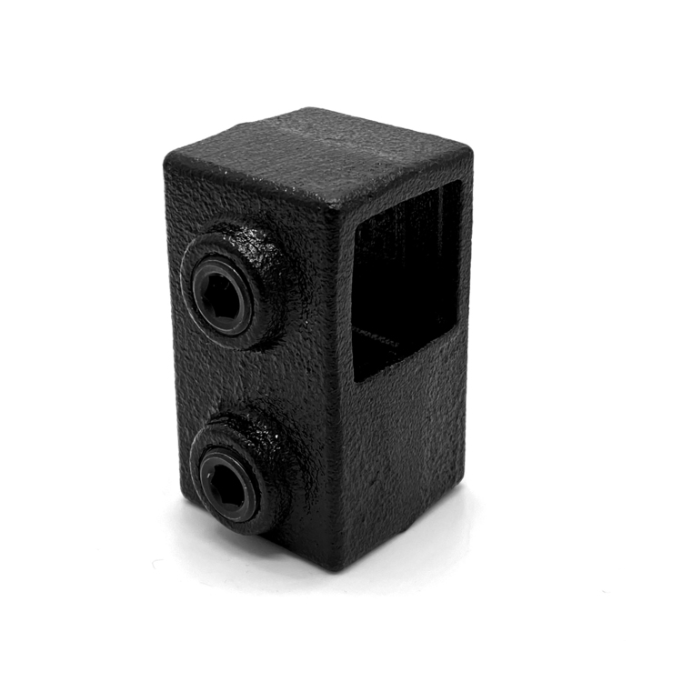 Té court pour tubes carrés, noir - 25 mm