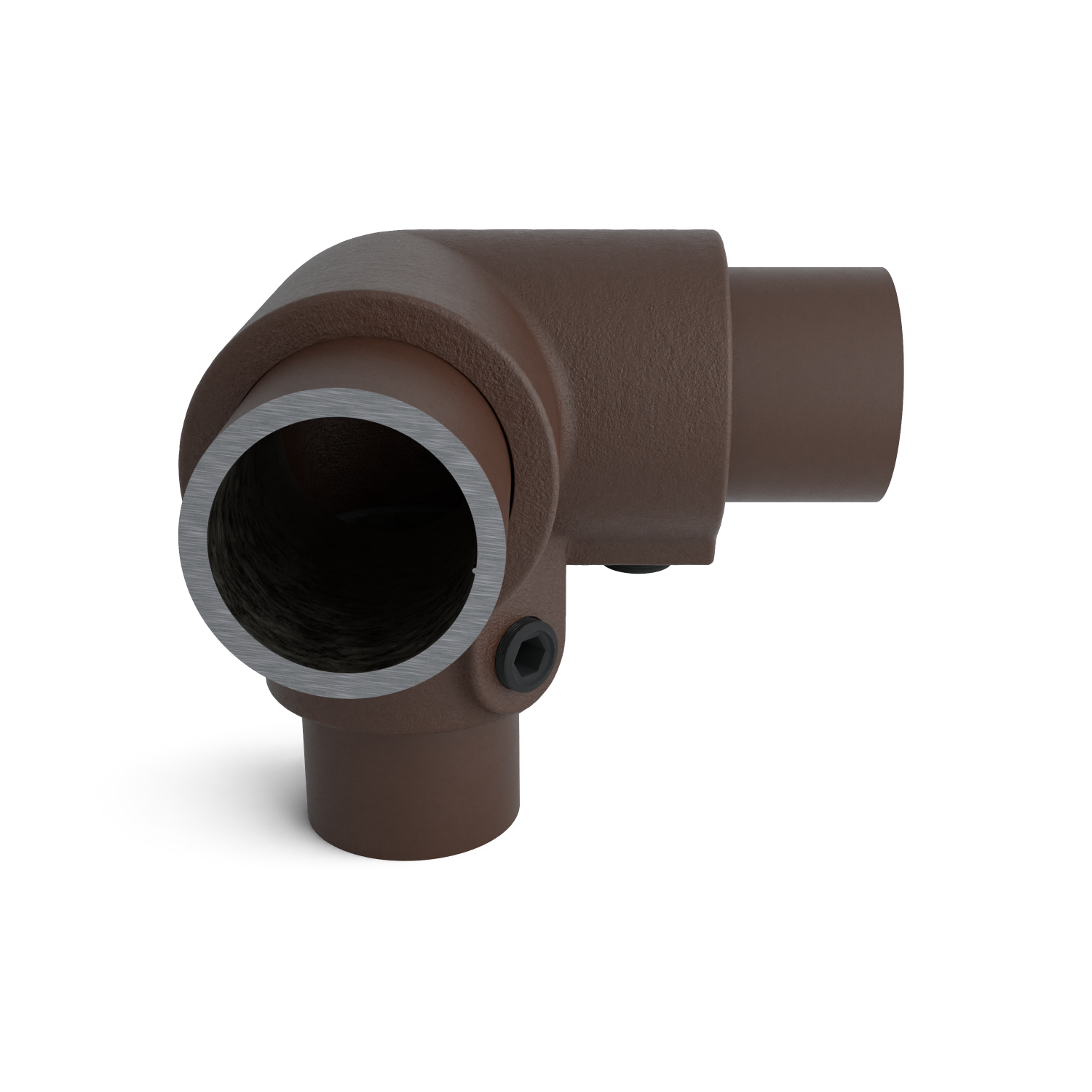 128-A Pièce d'angle à 3 voies 90°- 26.9 mm brun