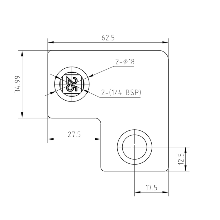 Raccord d'angle 90°, à angle droit, pour tubes carrés, noir - 25 mm