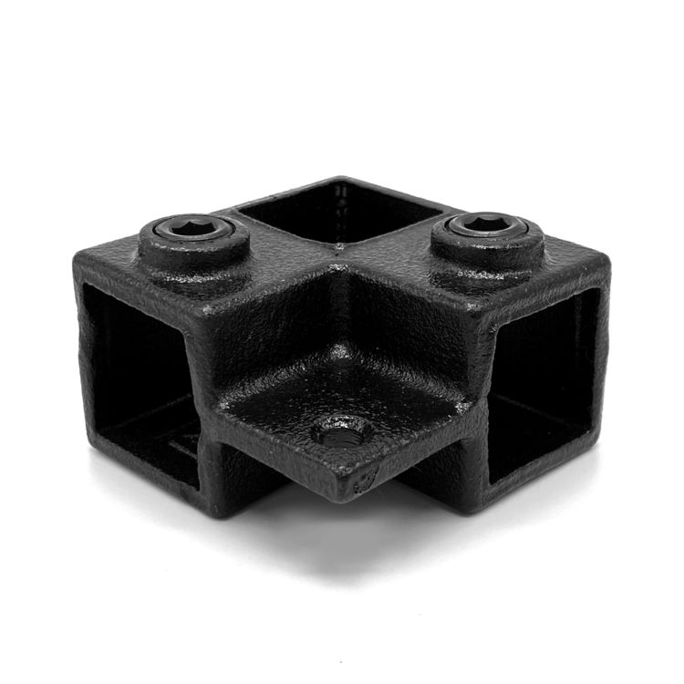 Pièce d'angle support continu pour tubes carrés, noir - 25 mm Copie