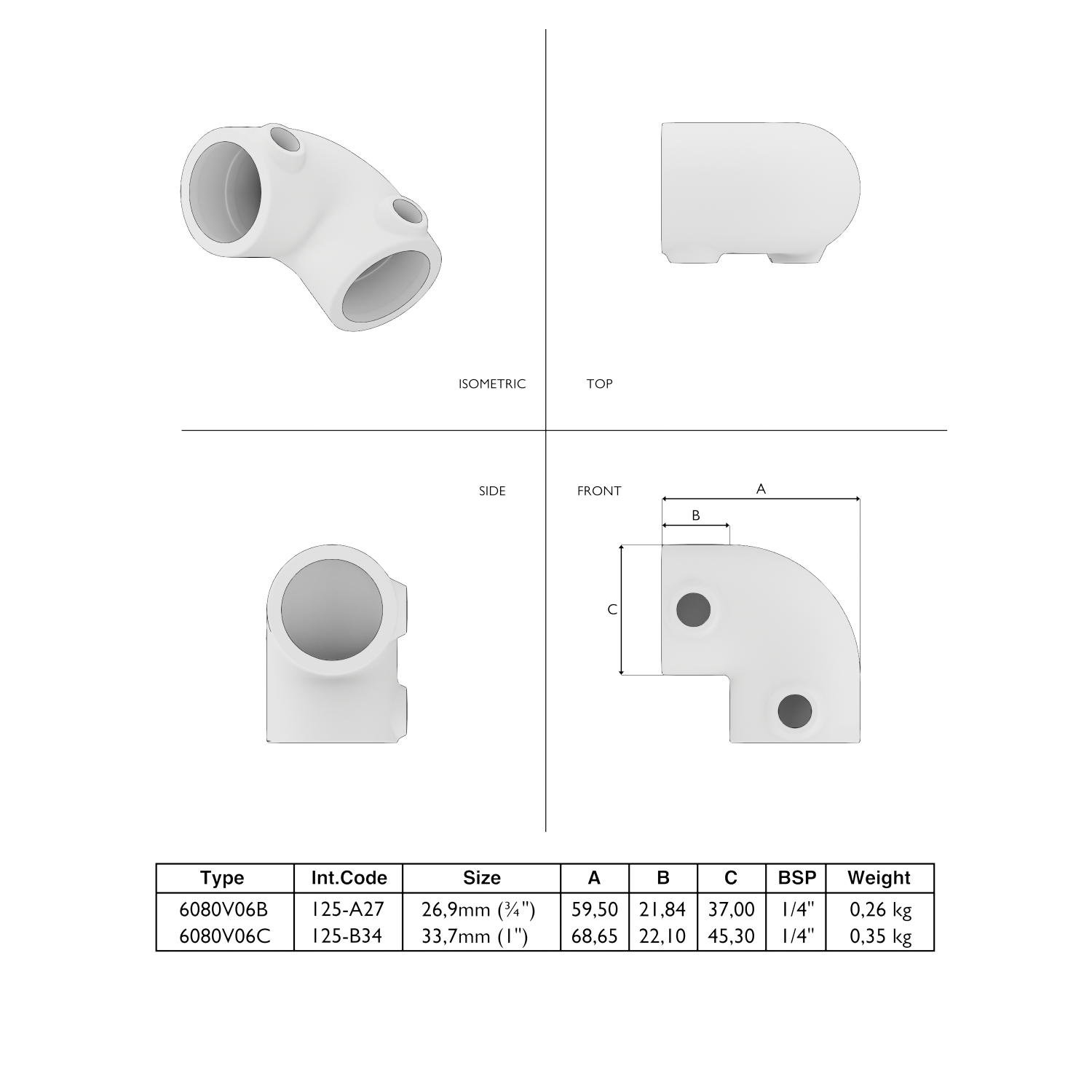 125-B Coude 90° - 33.7 mm brun