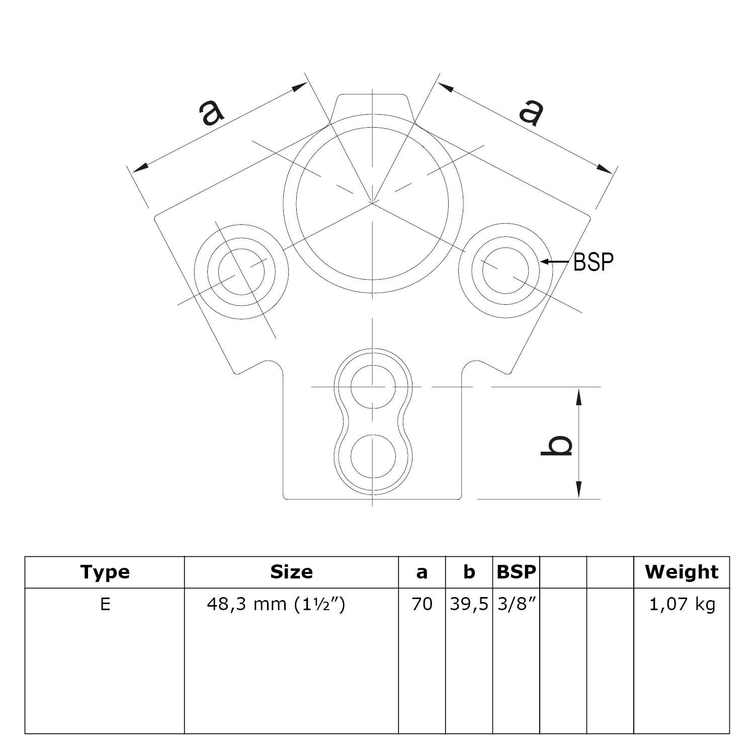 Pièce supérieure de gouttière 48,3 mm (1½")