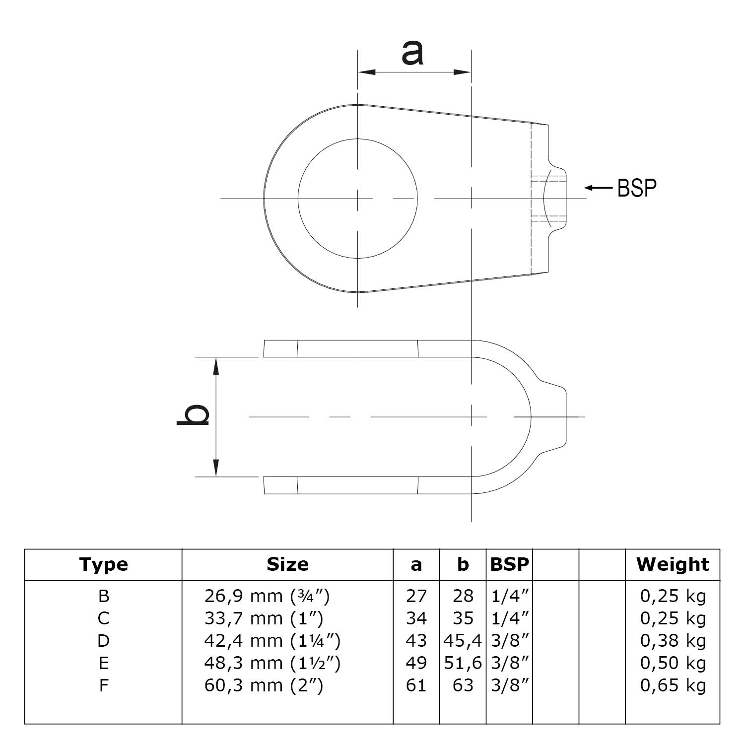 Pièce en croix, ouverte. 90° 60,3 mm (2")