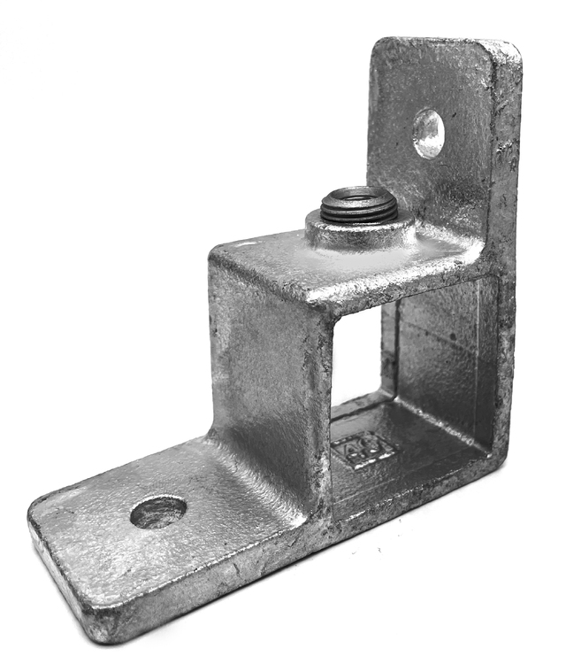 Pièce à œillet avec double patte 90° pour tubes carrés - 40 mm