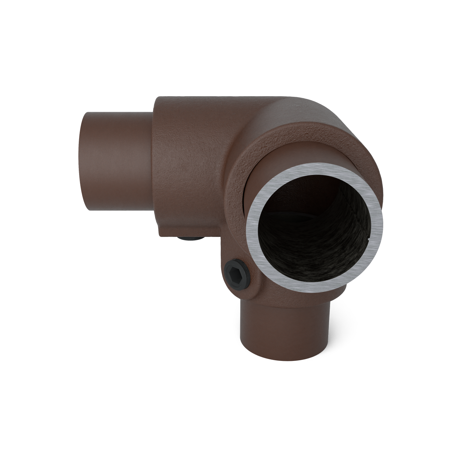 128-A Pièce d'angle à 3 voies 90°- 26.9 mm brun
